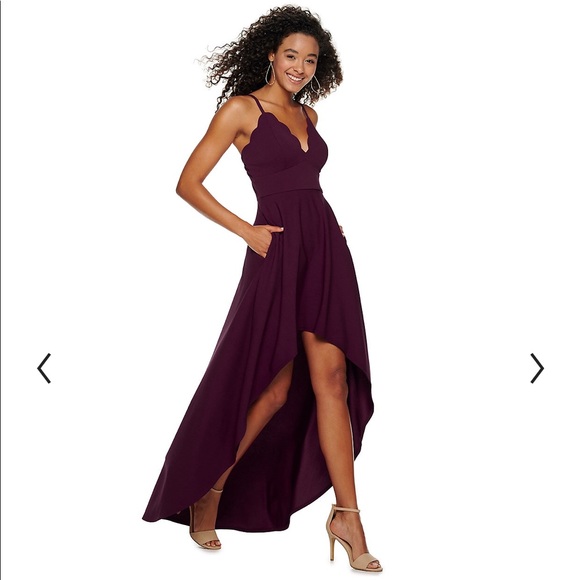 Dresses & Skirts - BLACK Scalloped V-Neck High-Low Dress w/ Pockets